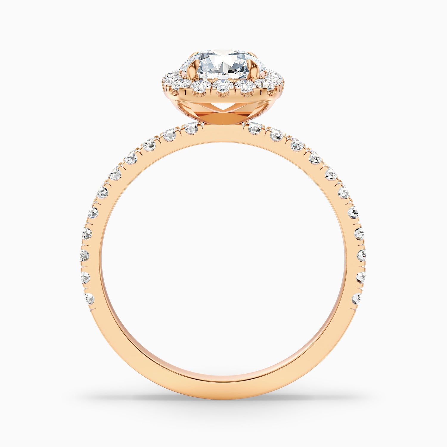 Adley 4.5 Carat Round Cut Halo Pave Lab Grown Diamond Ring in 18k Yellow Gold