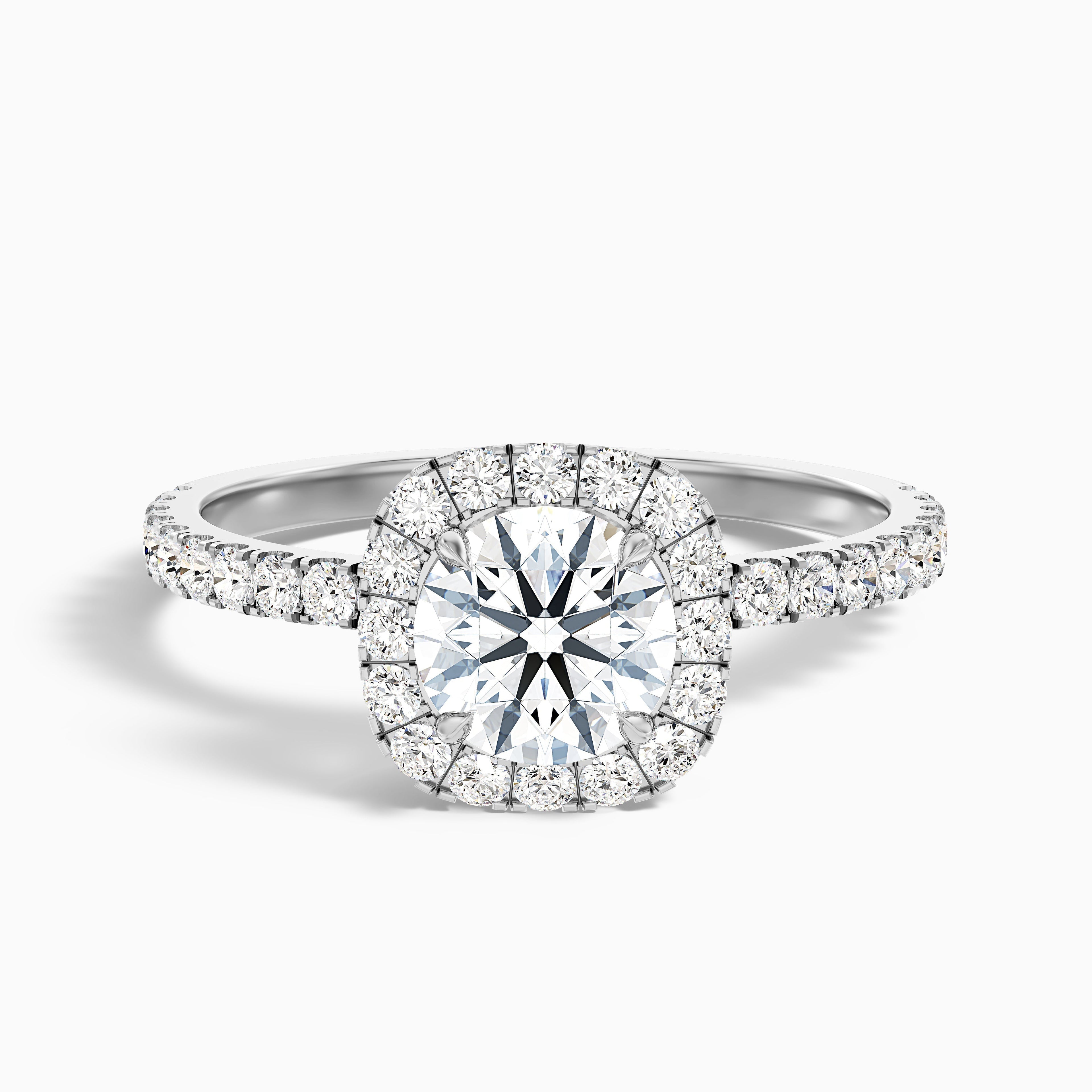 Adley 2 Carat Round Cut Halo Pave Lab Grown Diamond Ring in 925 Sterling Silver