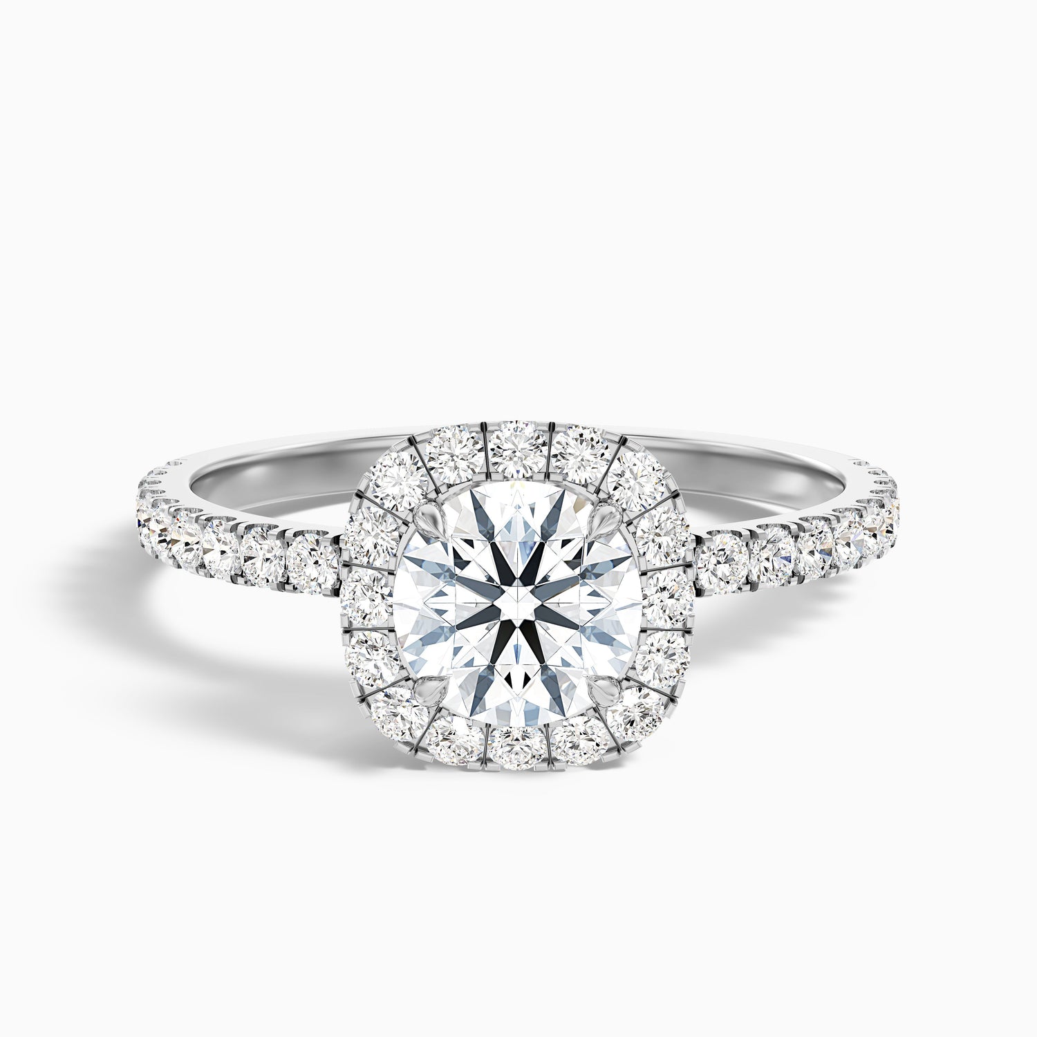 Adley 2 Carat Round Cut Halo Pave Lab Grown Diamond Ring in 14k Rose Gold