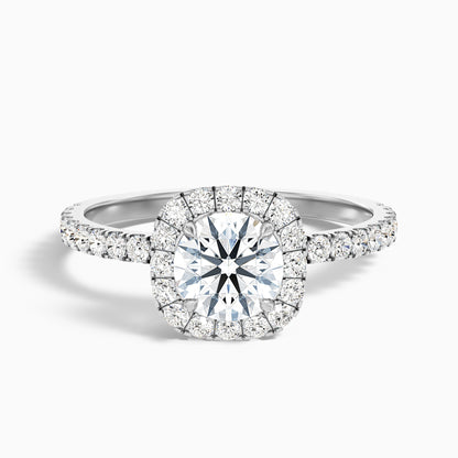 Zia 2 Carat Round Cut Halo Pave Moissanite Engagement Ring in 10k White Gold