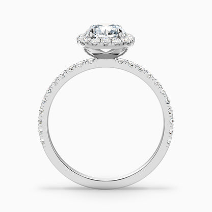Zia 4.5 Carat Round Cut Halo Pave Moissanite Engagement Ring in 18k White Gold
