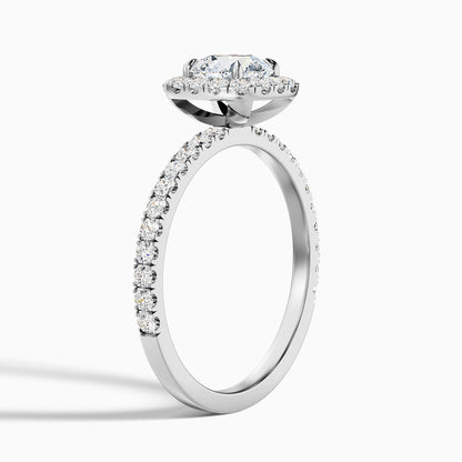 Zia 2 Carat Round Cut Halo Pave Moissanite Engagement Ring in 10k White Gold