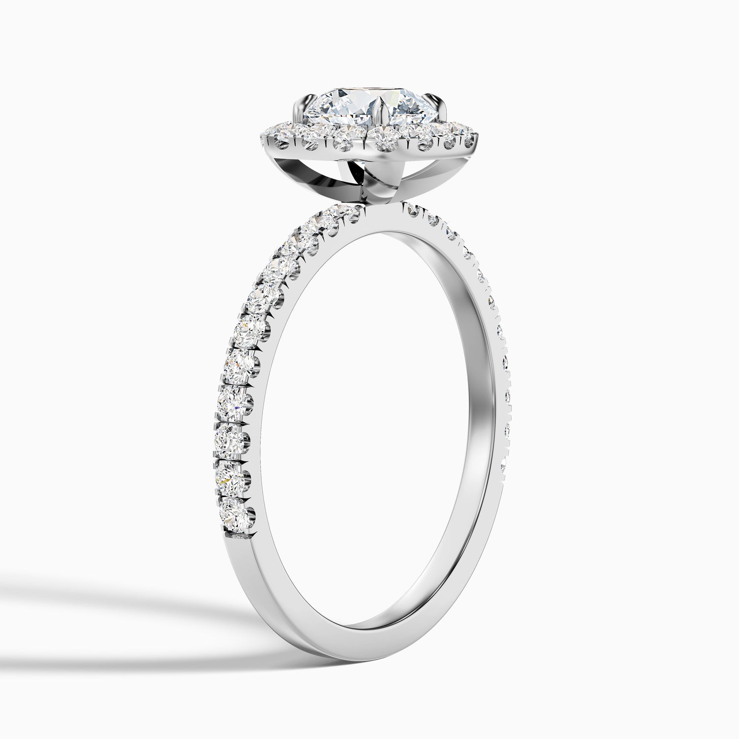Adley 4.5 Carat Round Cut Halo Pave Lab Grown Diamond Ring in 10k Rose Gold