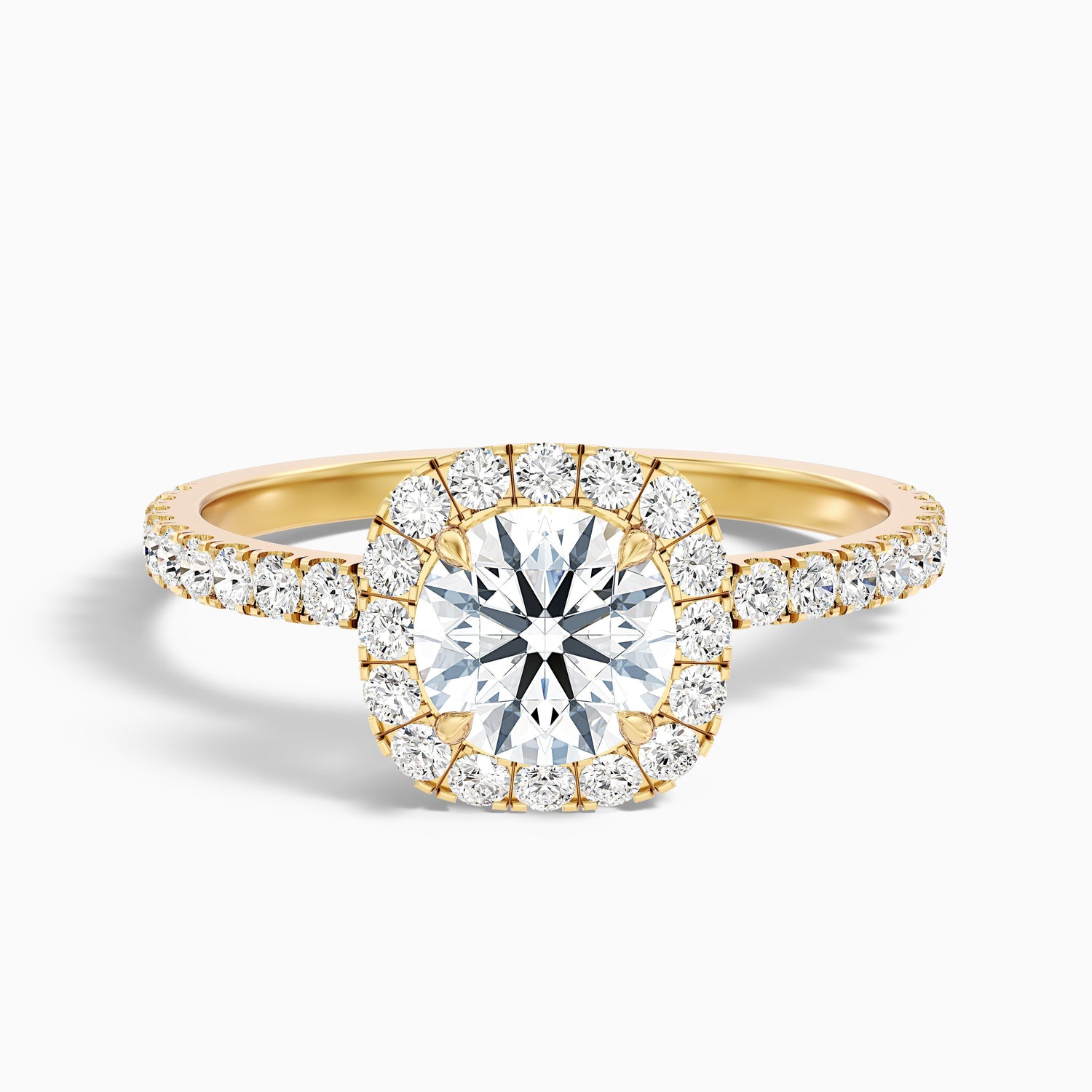 Adley 4 Carat Round Cut Halo Pave Lab Grown Diamond Ring in 10k Rose Gold