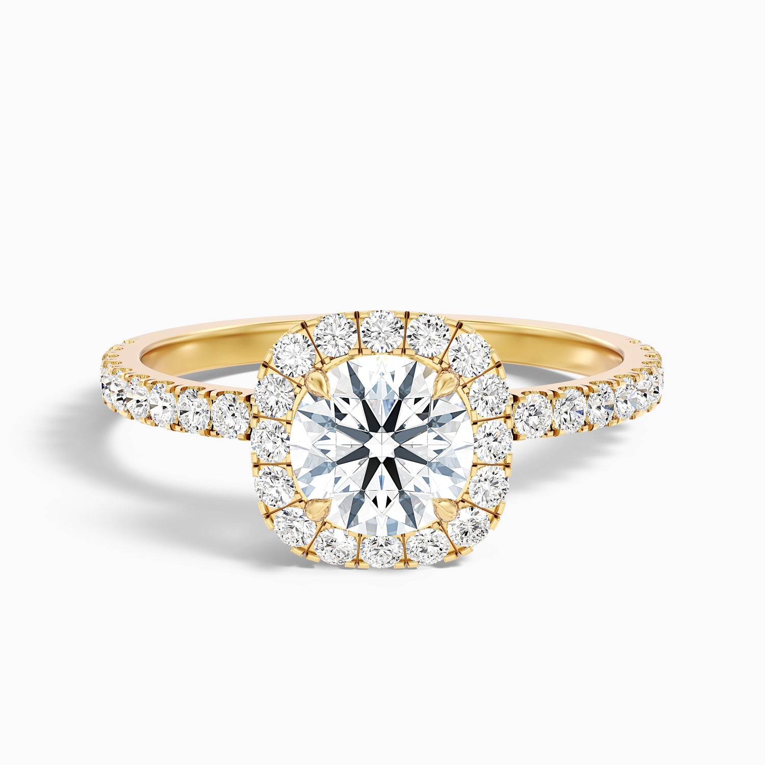 Adley 3 Carat Round Cut Halo Pave Lab Grown Diamond Ring in 14k Rose Gold