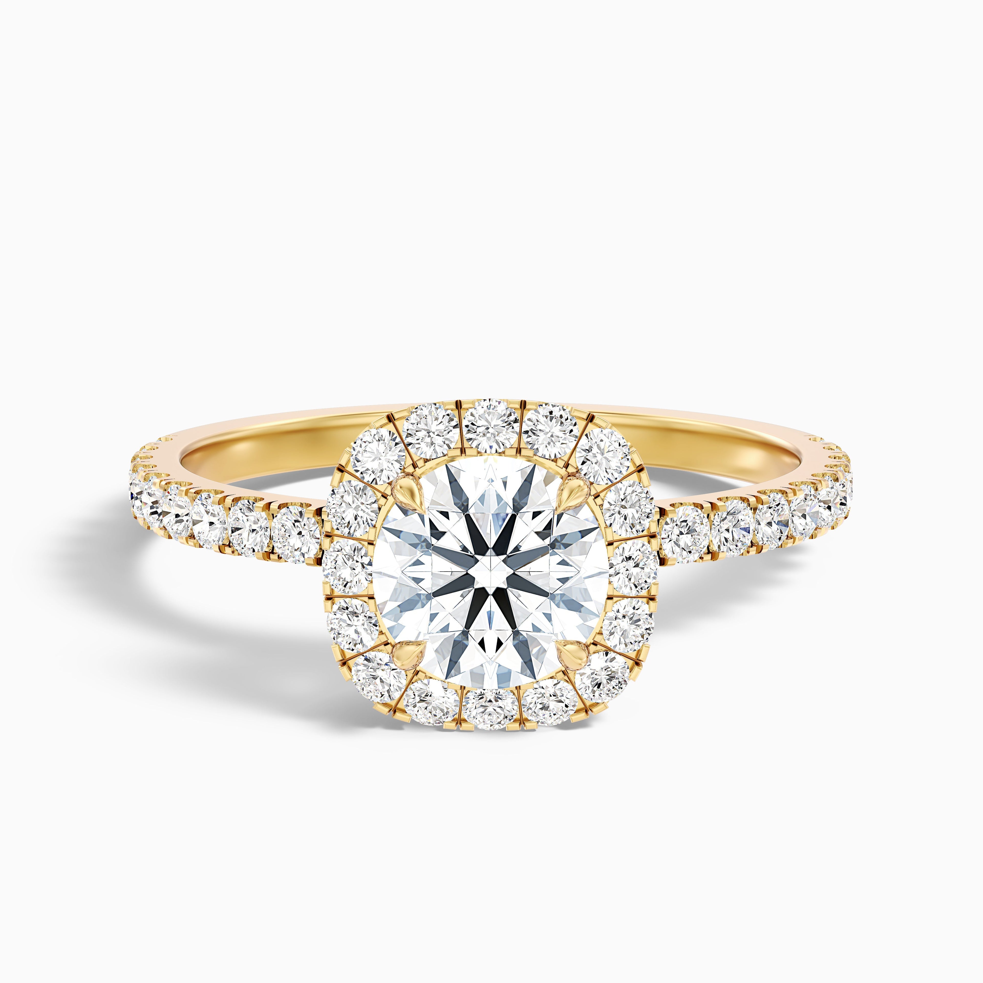 Adley 5 Carat Round Cut Halo Pave Lab Grown Diamond Ring in 18k Rose Gold