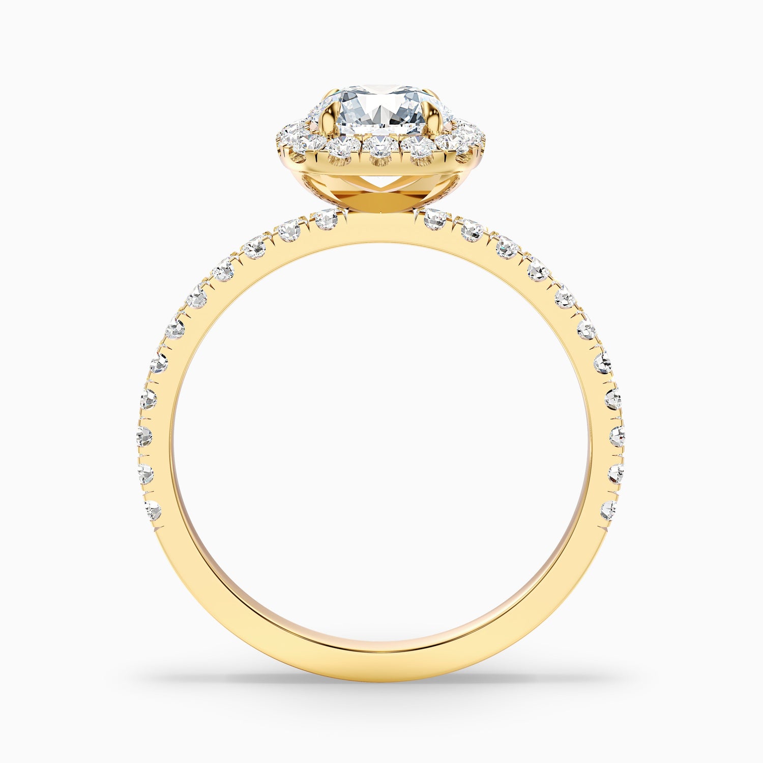 Zia 5 Carat Round Cut Halo Pave Moissanite Engagement Ring in 14k Rose Gold