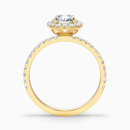 Zia 3 Carat Round Cut Halo Pave Moissanite Engagement Ring in 18k Yellow Gold