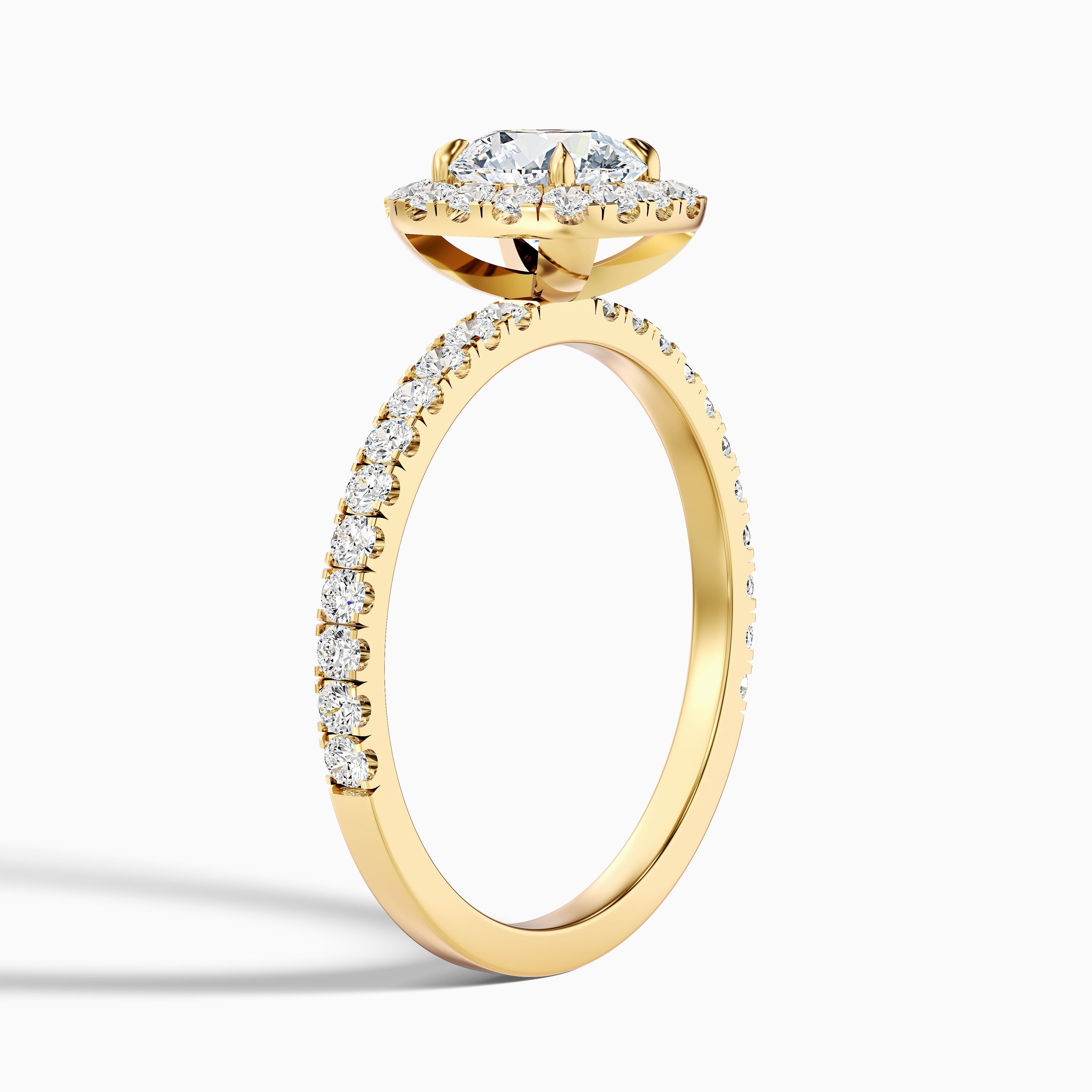 Adley 1 Carat Round Cut Halo Pave Lab Grown Diamond Ring in 14k White Gold  DestGlow