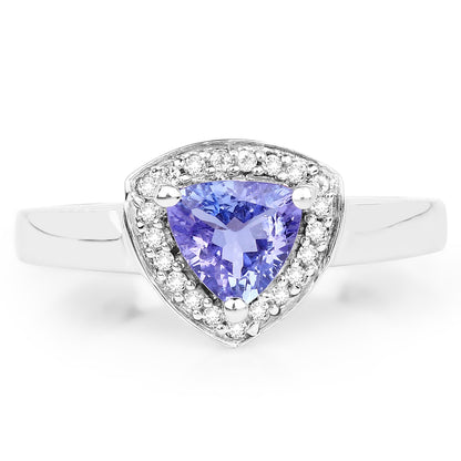 0.87 Carat Genuine Tanzanite and White Topaz .925 Sterling Silver Ring  DestGlow
