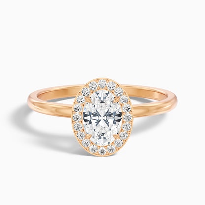 Joa 4 Carat Oval Halo Moissanite Engagement Ring in 18k Yellow Gold