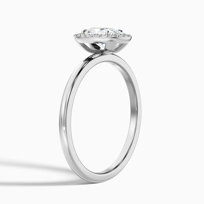 Aisha 3.5 Carat Oval Halo Lab Grown Diamond Ring in 18k White Gold