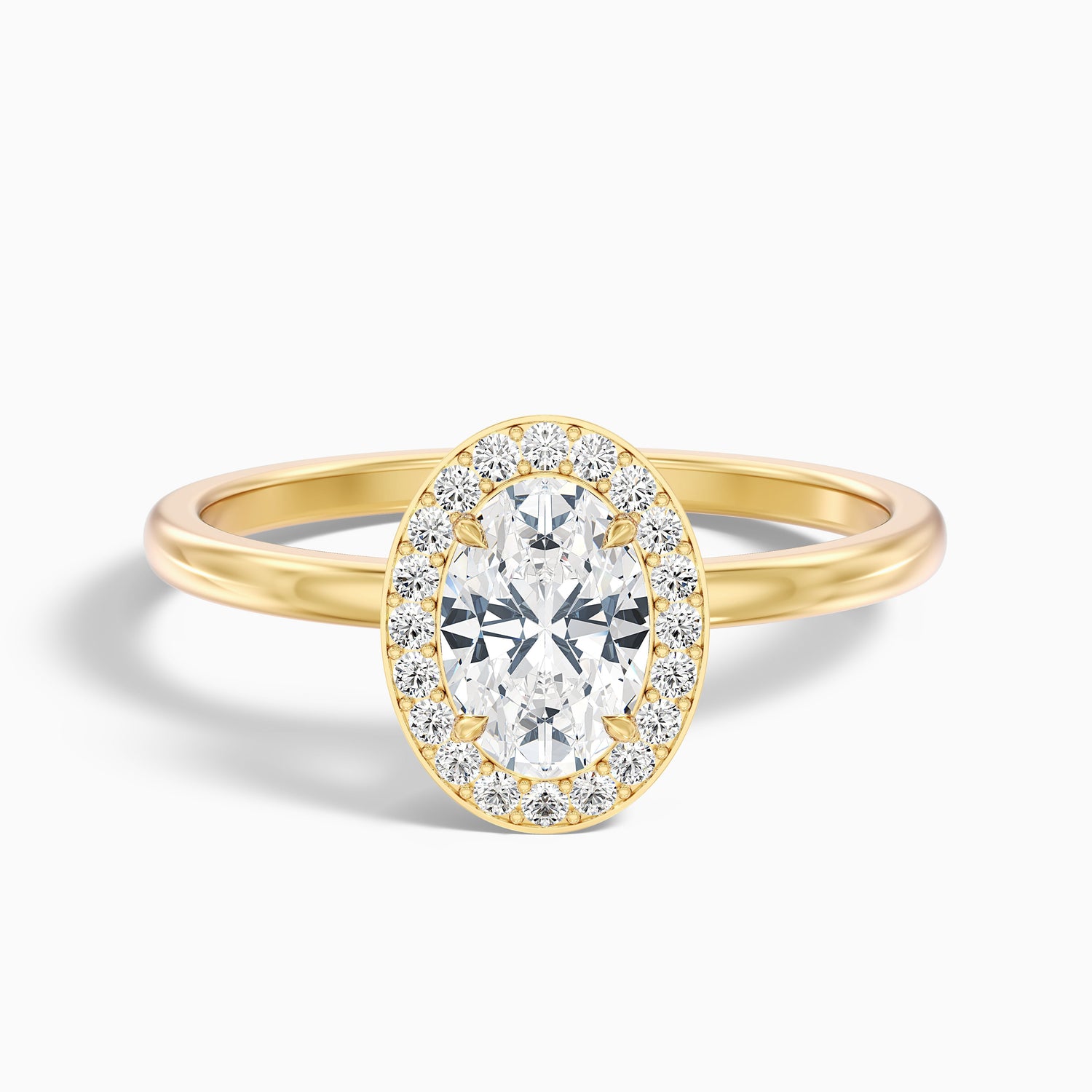 Aisha 1 Carat Oval Halo Lab Grown Diamond Ring in 14k Rose Gold