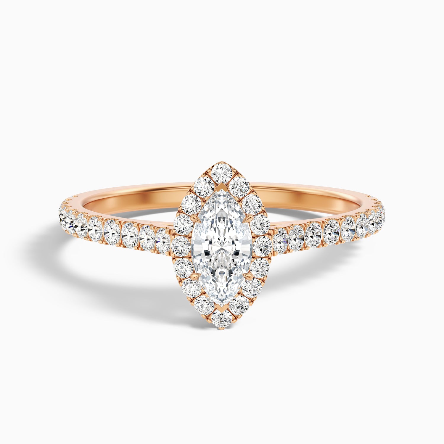 Alexa 1.5 Carat Marquise Halo Pave Lab Grown Diamond Ring in 10k Rose Gold  DestGlow