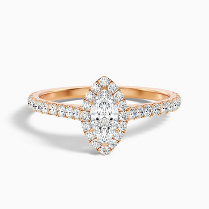 Anna 3 Carat Marquise Halo Pave Moissanite Engagement Ring in 10k Yellow Gold