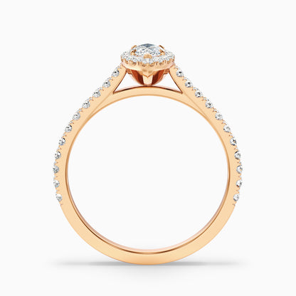 Anna 1 Carat Marquise Halo Pave Moissanite Engagement Ring in 10k White Gold