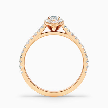 Cara 10 Carat Marquise Halo Pave Moissanite Engagement Ring in 14k Rose Gold