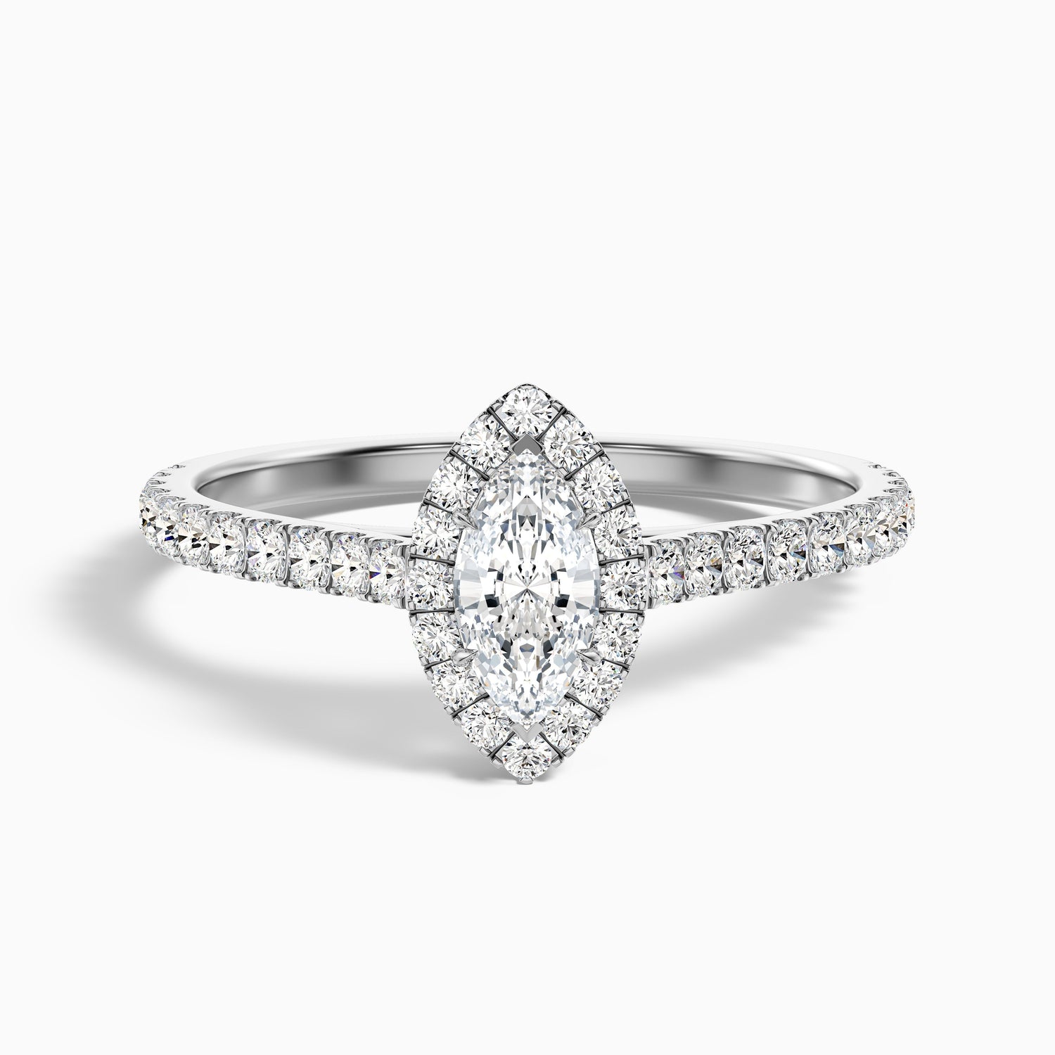 Cara 8 Carat Marquise Halo Pave Moissanite Engagement Ring in 925 Sterling Silver