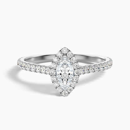Alexa 1.5 Carat Marquise Halo Pave Lab Grown Diamond Ring in 18k Rose Gold  DestGlow