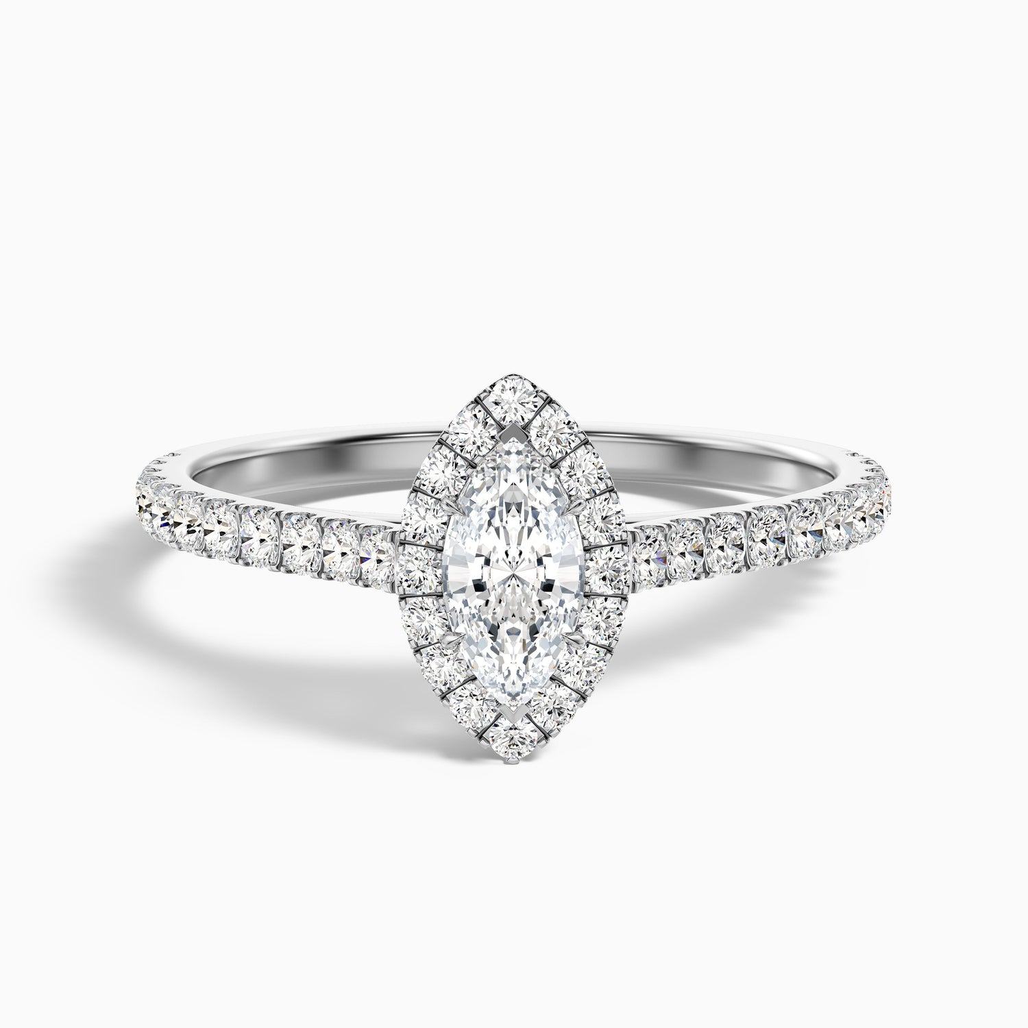 Alexa 1.5 Carat Marquise Halo Pave Lab Grown Diamond Ring in 18k White Gold