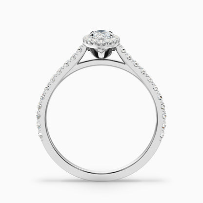 Anna 3.5 Carat Marquise Halo Pave Moissanite Engagement Ring in 18k White Gold
