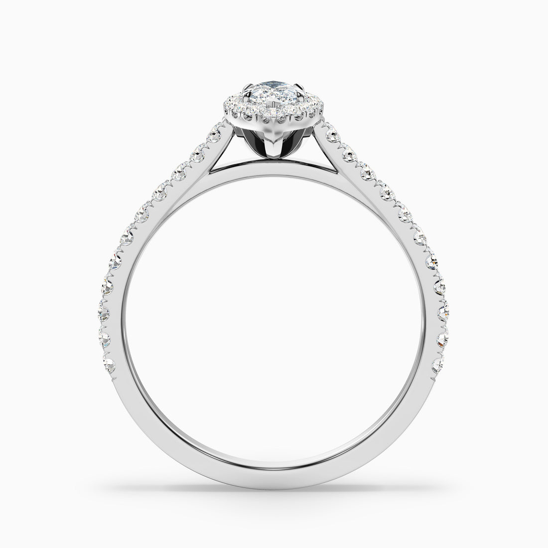 Cara 7 Carat Marquise Halo Pave Moissanite Engagement Ring in 18k White Gold  DestGlow