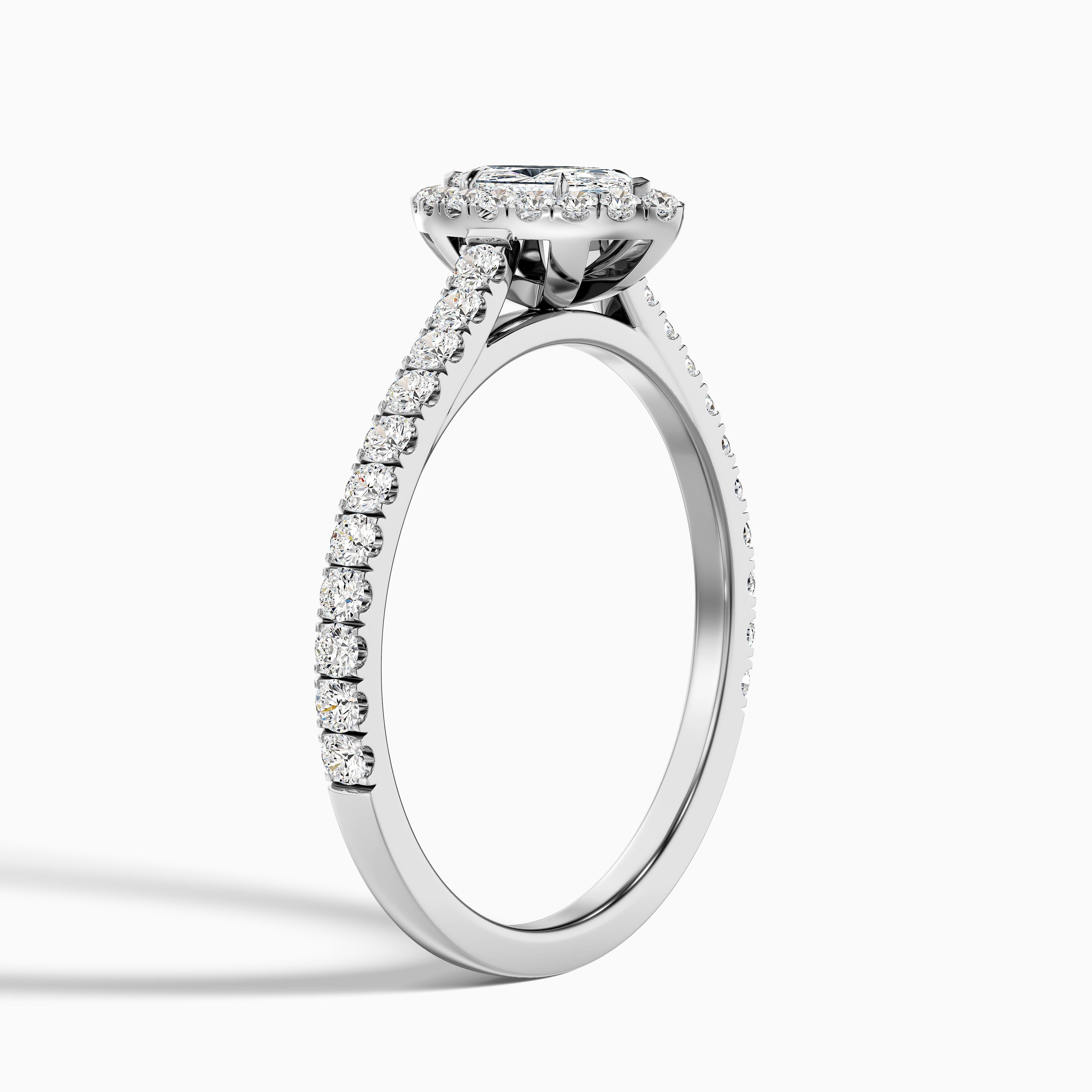 Alexa 1 Carat Marquise Halo Pave Lab Grown Diamond Ring in 18k White Gold