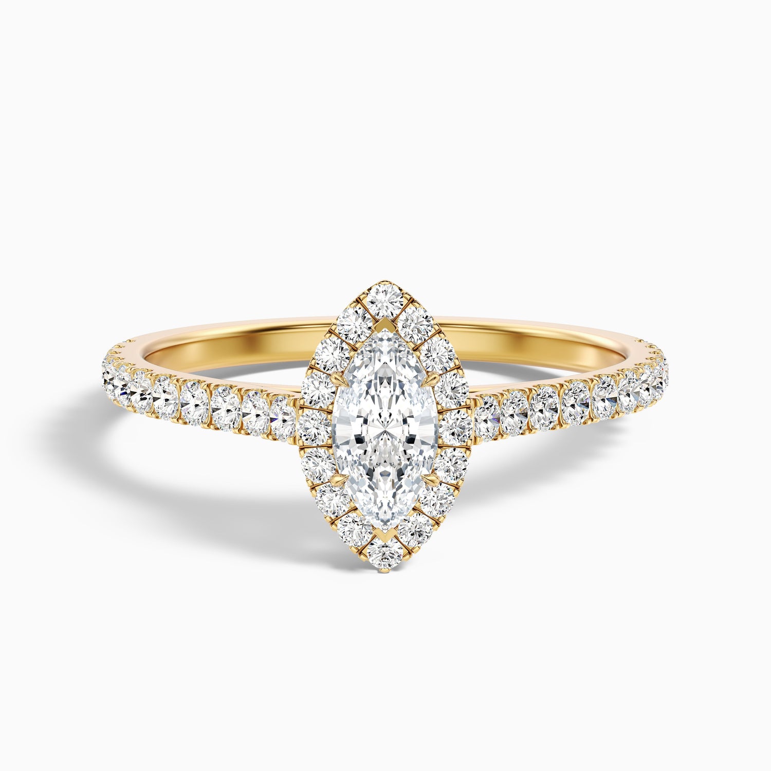Alexa 1.5 Carat Marquise Halo Pave Lab Grown Diamond Ring in 10k Yellow Gold  DestGlow
