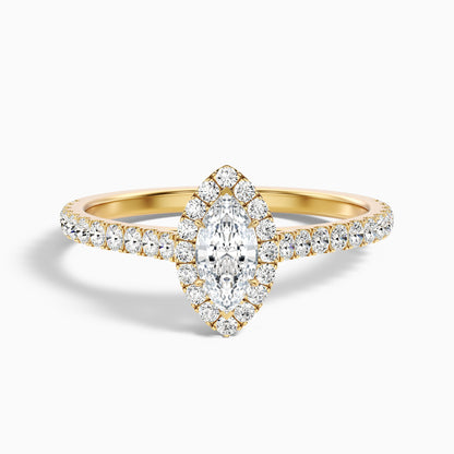 Cara 9 Carat Marquise Halo Pave Moissanite Engagement Ring in 10k Yellow Gold  DestGlow