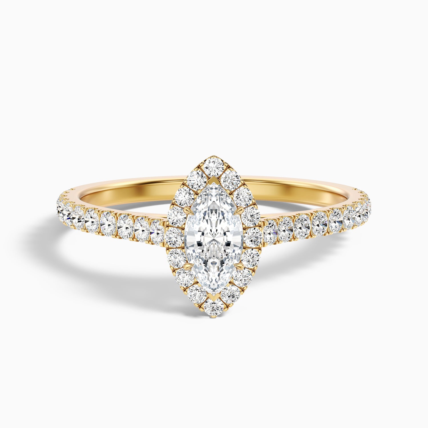 Alexa 4.5 Carat Marquise Halo Pave Lab Grown Diamond Ring in 10k Yellow Gold  DestGlow