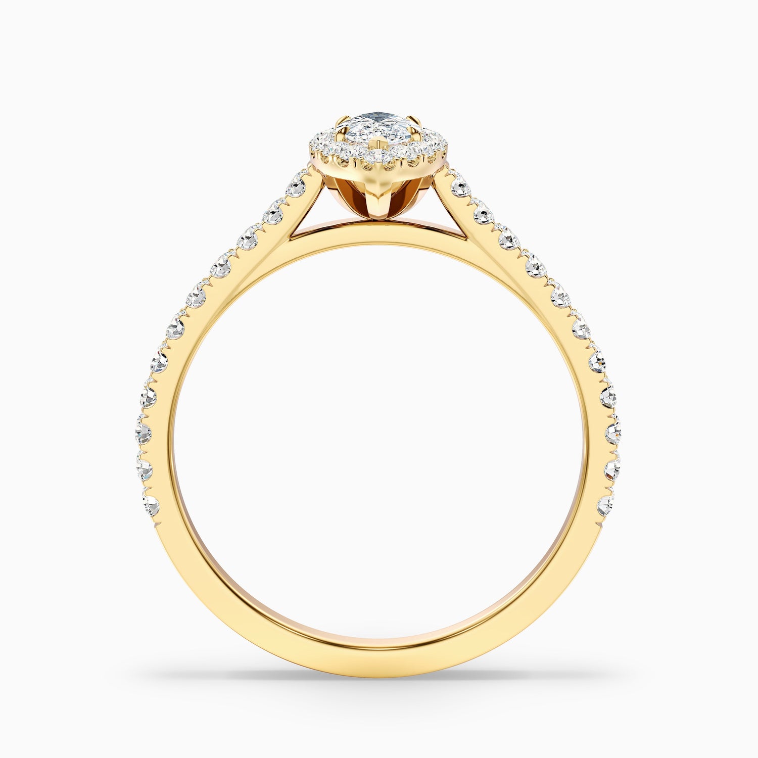 Cara 9 Carat Marquise Halo Pave Moissanite Engagement Ring in 18k Yellow Gold  DestGlow