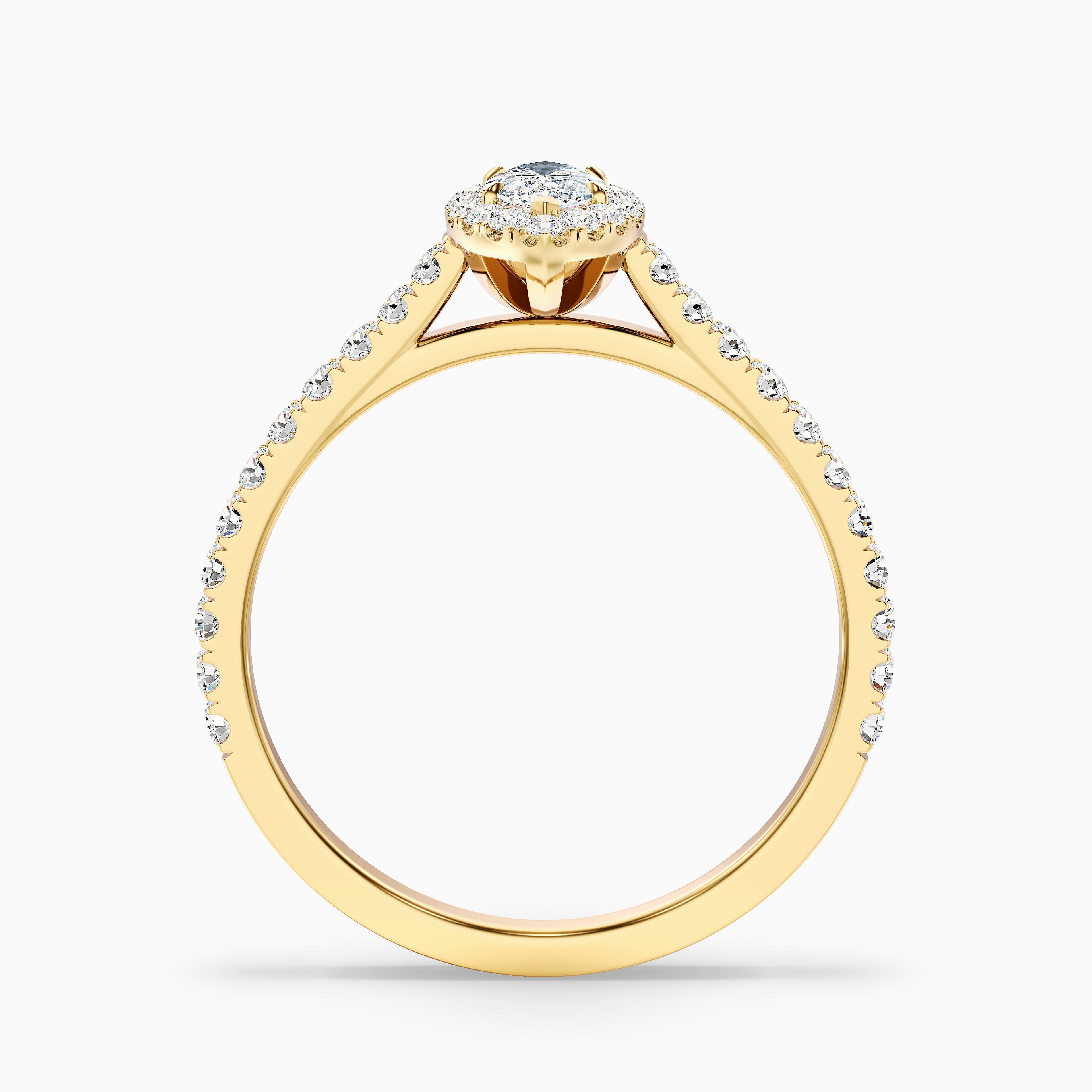 Alexa 2.5 Carat Marquise Halo Pave Lab Grown Diamond Ring in 18k Yellow Gold  DestGlow