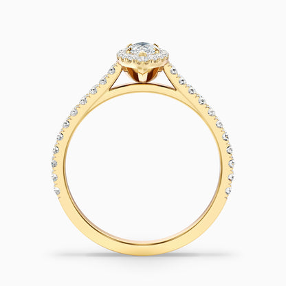 Cara 10 Carat Marquise Halo Pave Moissanite Engagement Ring in 14k Yellow Gold