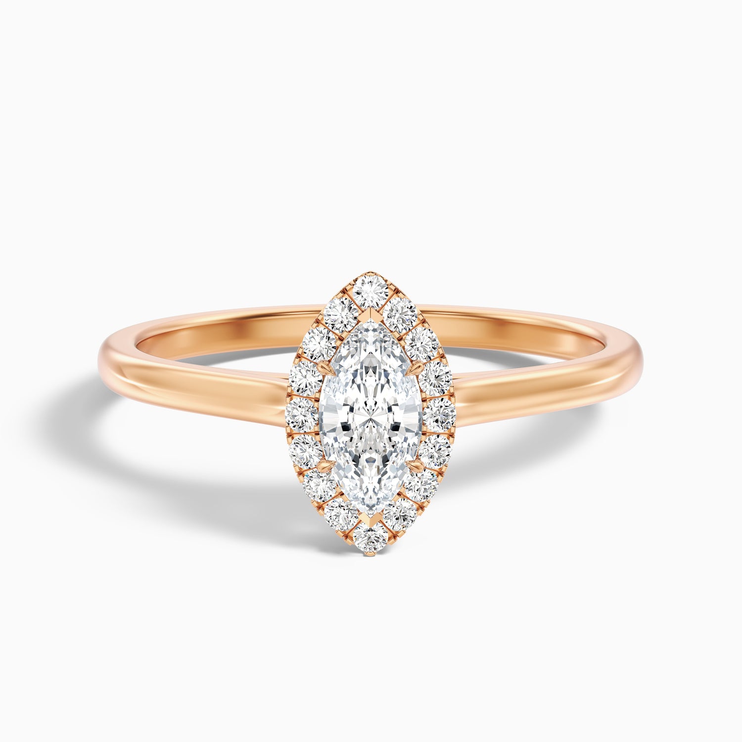Lena 3 Carat Marquise Halo Moissanite Engagement Ring in 18k Yellow Gold
