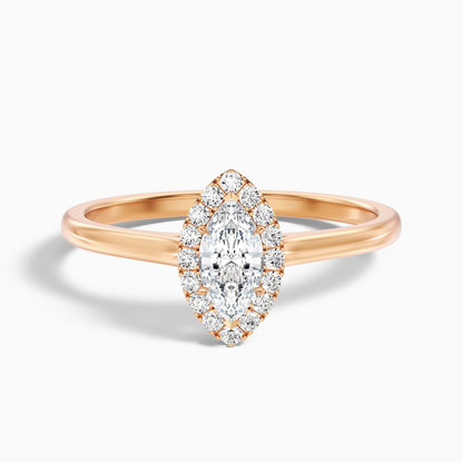 Lena 4 Carat Marquise Halo Moissanite Engagement Ring in 14k Rose Gold