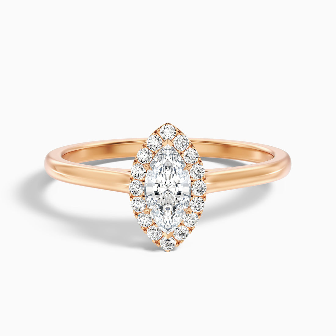 Bria 7 Carat Marquise Halo Moissanite Engagement Ring in 14k Rose Gold  DestGlow