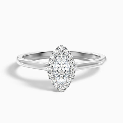 Lena 3.5 Carat Marquise Halo Moissanite Engagement Ring in 14k White Gold