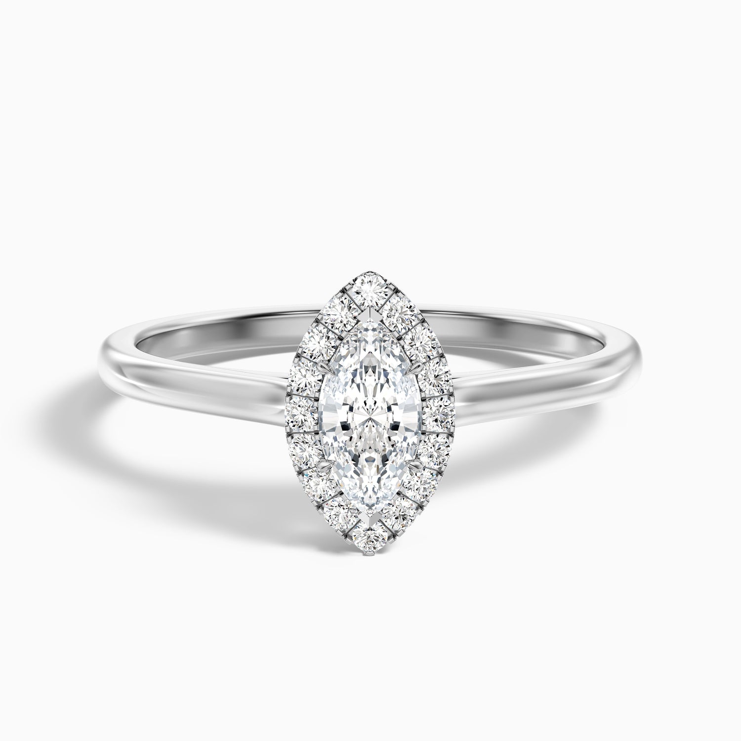 Bria 9 Carat Marquise Halo Moissanite Engagement Ring in 925 Sterling Silver