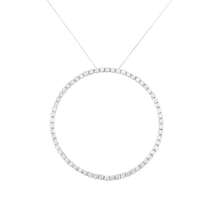 .925 Sterling Silver 5.0 Cttw Prong Set Round-cut Diamond Open Circle Hoop 18" Pendant Necklace (I-J Color, I2-I3 Clarity) by Bids.com