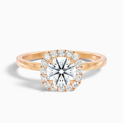 Angel 1 Carat Round Cut Halo Lab Grown Diamond Ring in 14k Rose Gold