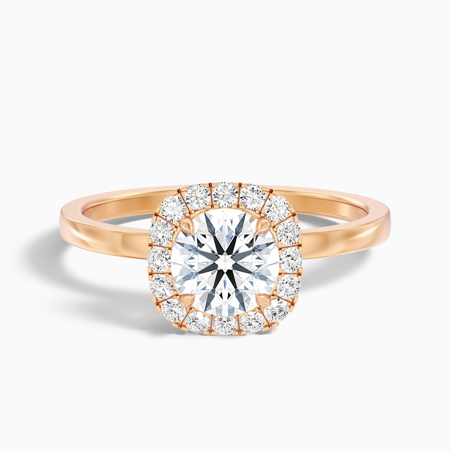 Anya 5 Carat Round Cut Halo Moissanite Engagement Ring in 10k Rose Gold
