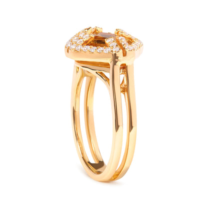 14K Yellow Gold Marquise-Cut Yellow Citrine and 1/3 Cttw Diamond Halo Cocktail Ring (G-H Color, SI1-SI2 Clarity) - Size 7 by Bids.com