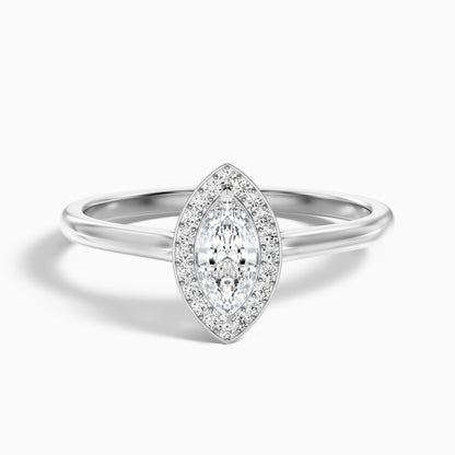Sky 4 Carat Marquise Halo Moissanite Engagement Ring in 14k Rose Gold