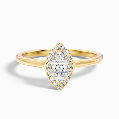 Sky 5.5 Carat Marquise Halo Moissanite Engagement Ring in 18k White Gold
