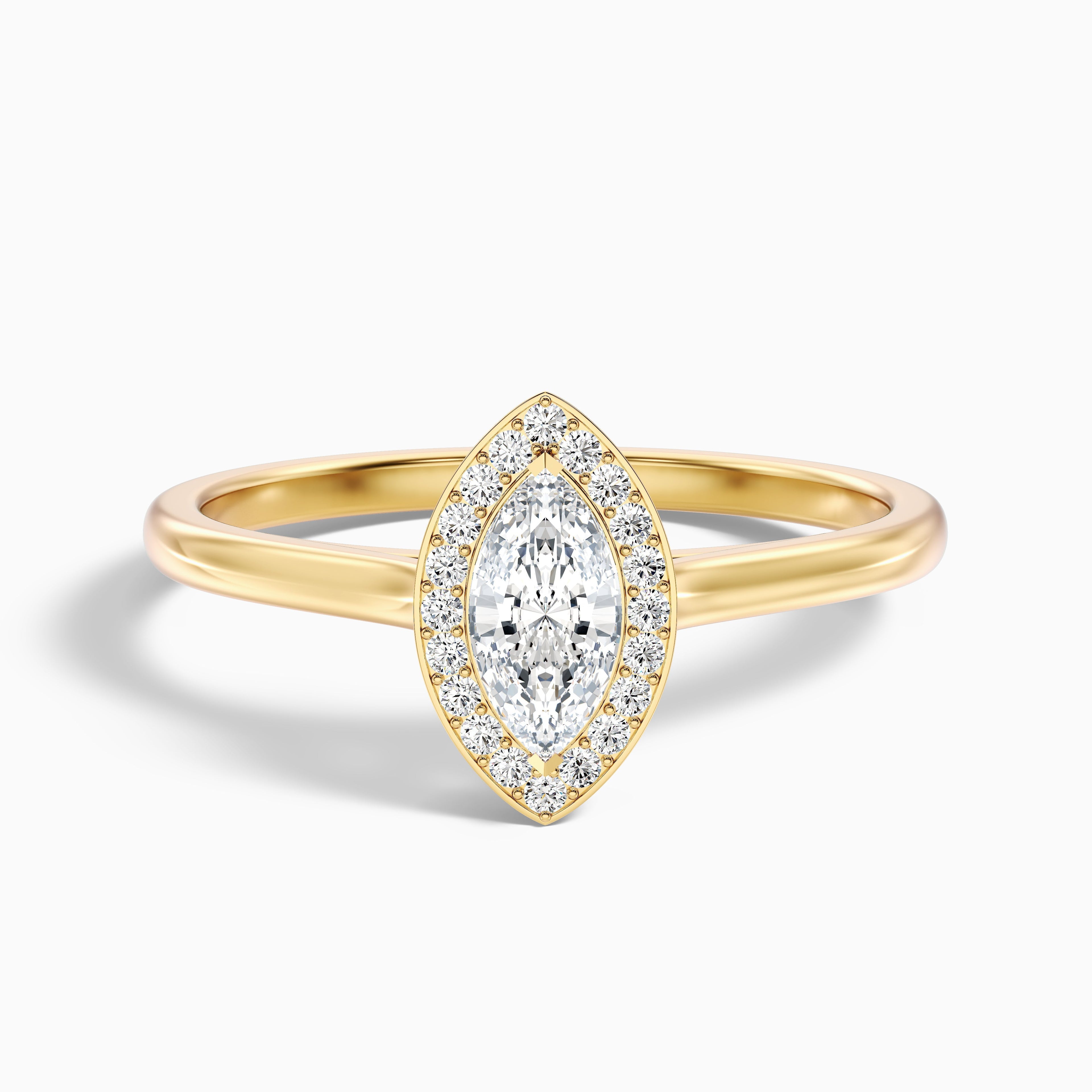 Carla 4.5 Carat Marquise Halo Lab Grown Diamond Ring in 14k Yellow Gold