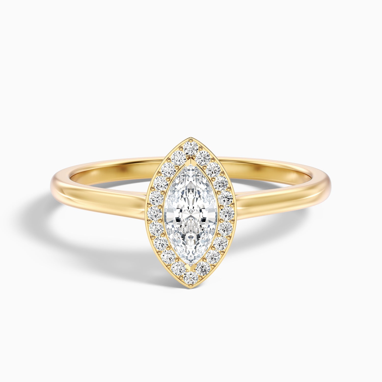 Sky 5 Carat Marquise Halo Moissanite Engagement Ring in 18k White Gold