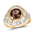 14K Yellow Gold Plated 4.18 Carat Genuine Smoky Quartz & White Topaz .925 Sterling Silver Ring  DestGlow