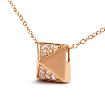 14K Yellow Gold 1/4 Cttw Diamond Matte Finished Pyramid Pendant Necklace (G-H Color, SI1-SI2 Clarity) - 18 Inches by Bids.com