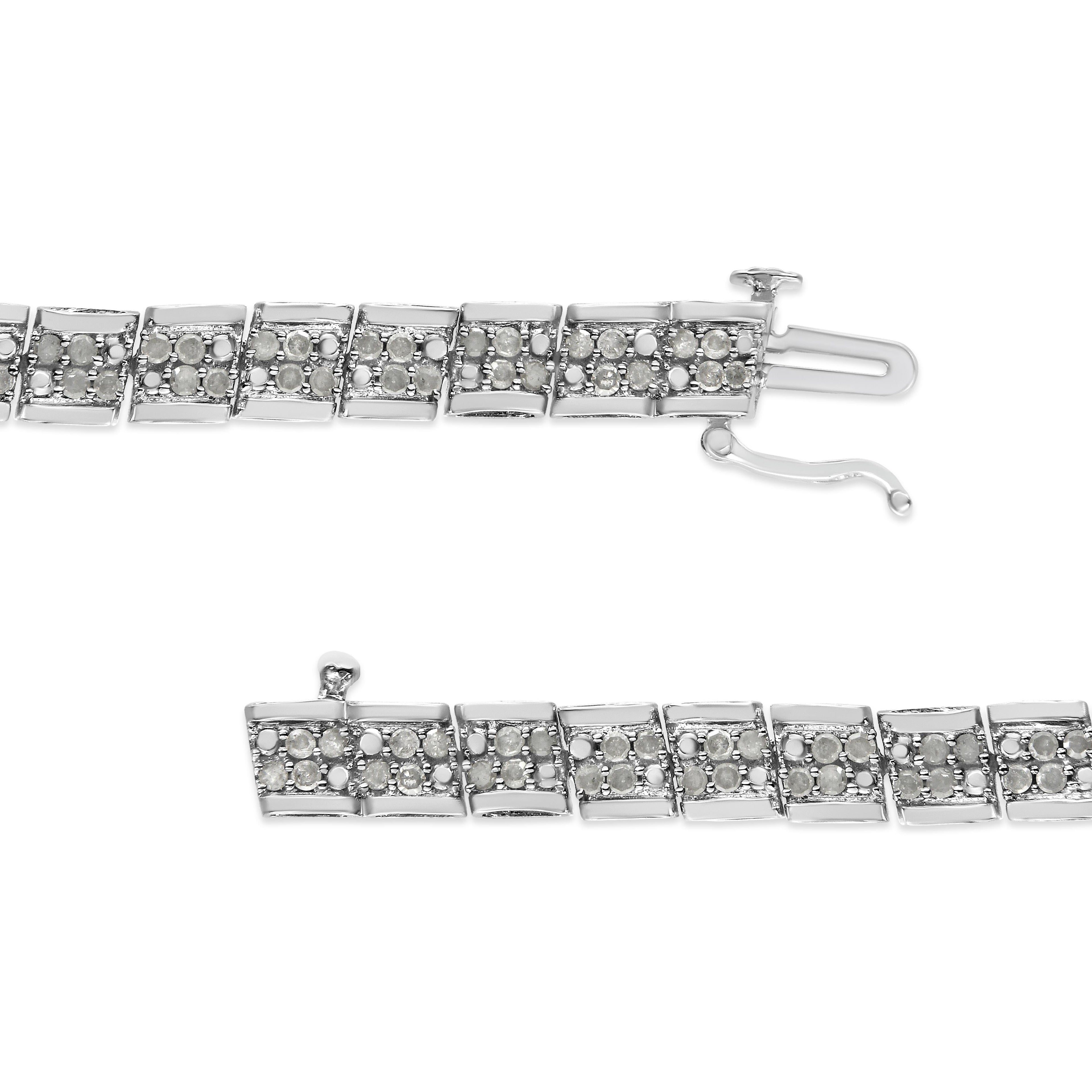 .925 Sterling Silver 2.0 Cttw Diamond 7" Round Miracle Plate Link Bracelet (I-J Color, I2-I3 Clarity) by Bids.com
