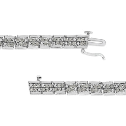 .925 Sterling Silver 2.0 Cttw Diamond 7" Round Miracle Plate Link Bracelet (I-J Color, I2-I3 Clarity) by Bids.com